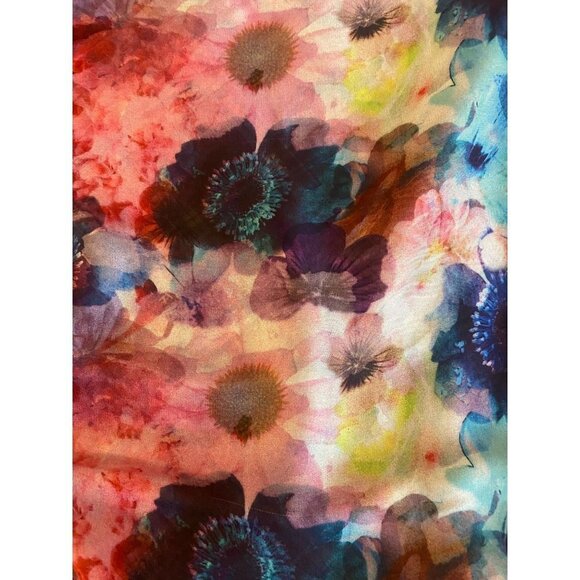 Aratta Silent Journey Burgundy Ombre Plaid Floral Back Shirt Dress S - Picture 7 of 8